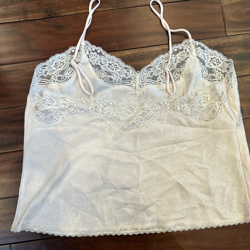 Vintage Wacoal Satin Camisole Lace Trim White size Large - Picture 4 of 6